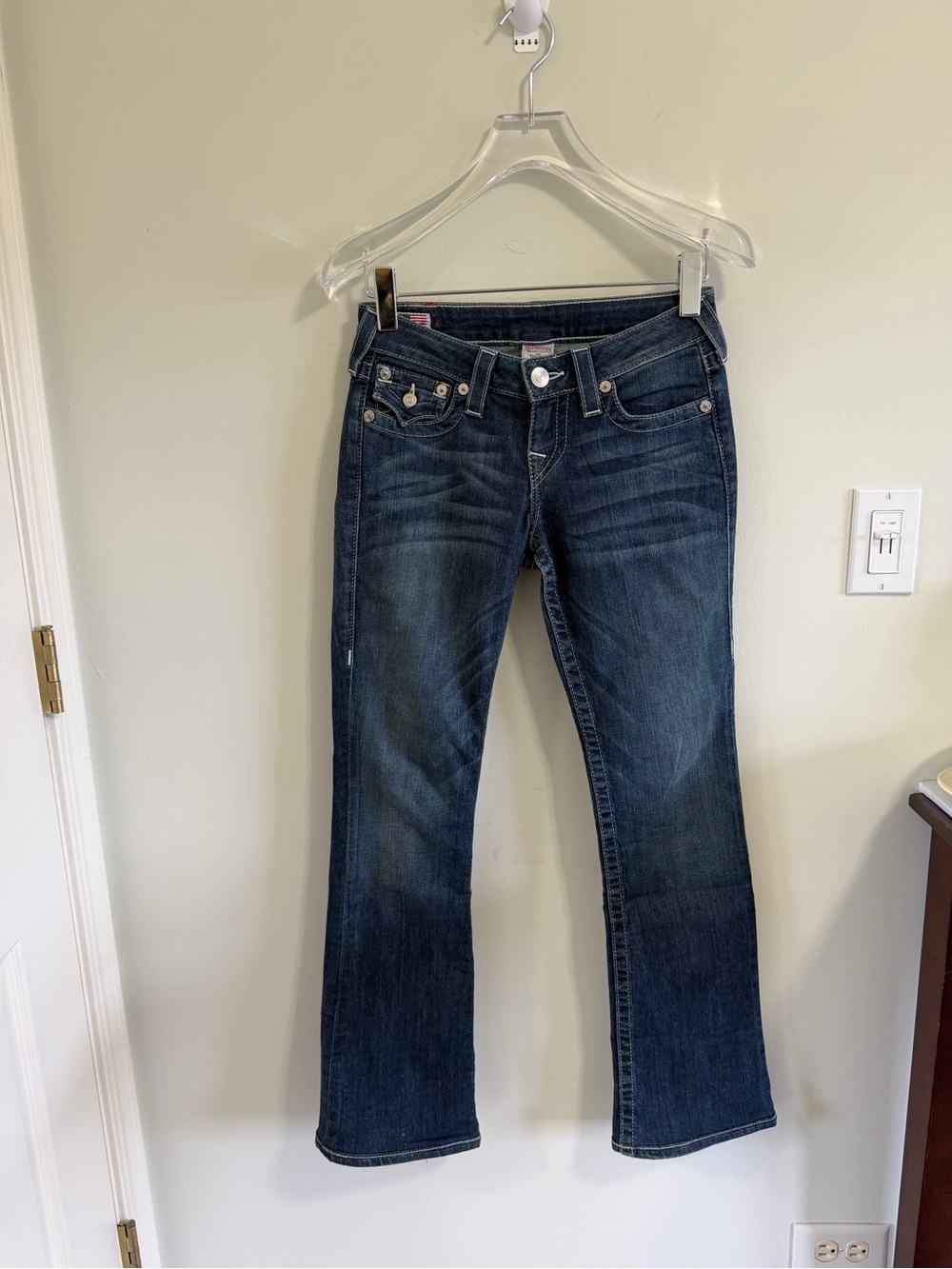 Vintage True Religion Becky Jeans Size 25 Low Rise Bootcut Dark Wash Y2K 30”